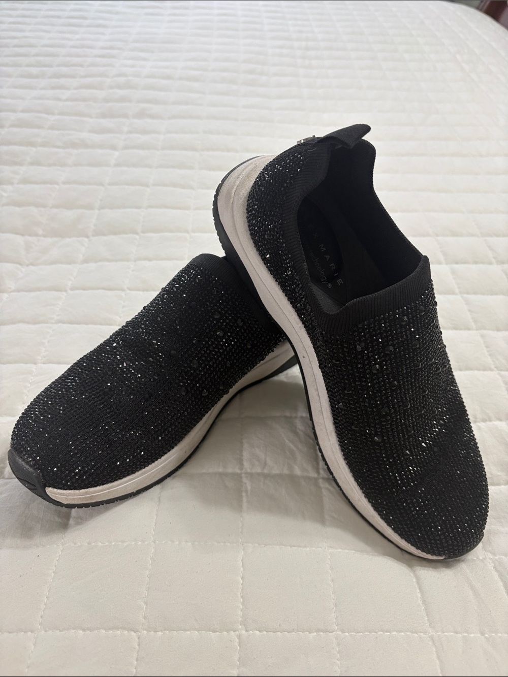 Alex Marie Black Slip-On Sparkle Knit Sneakers